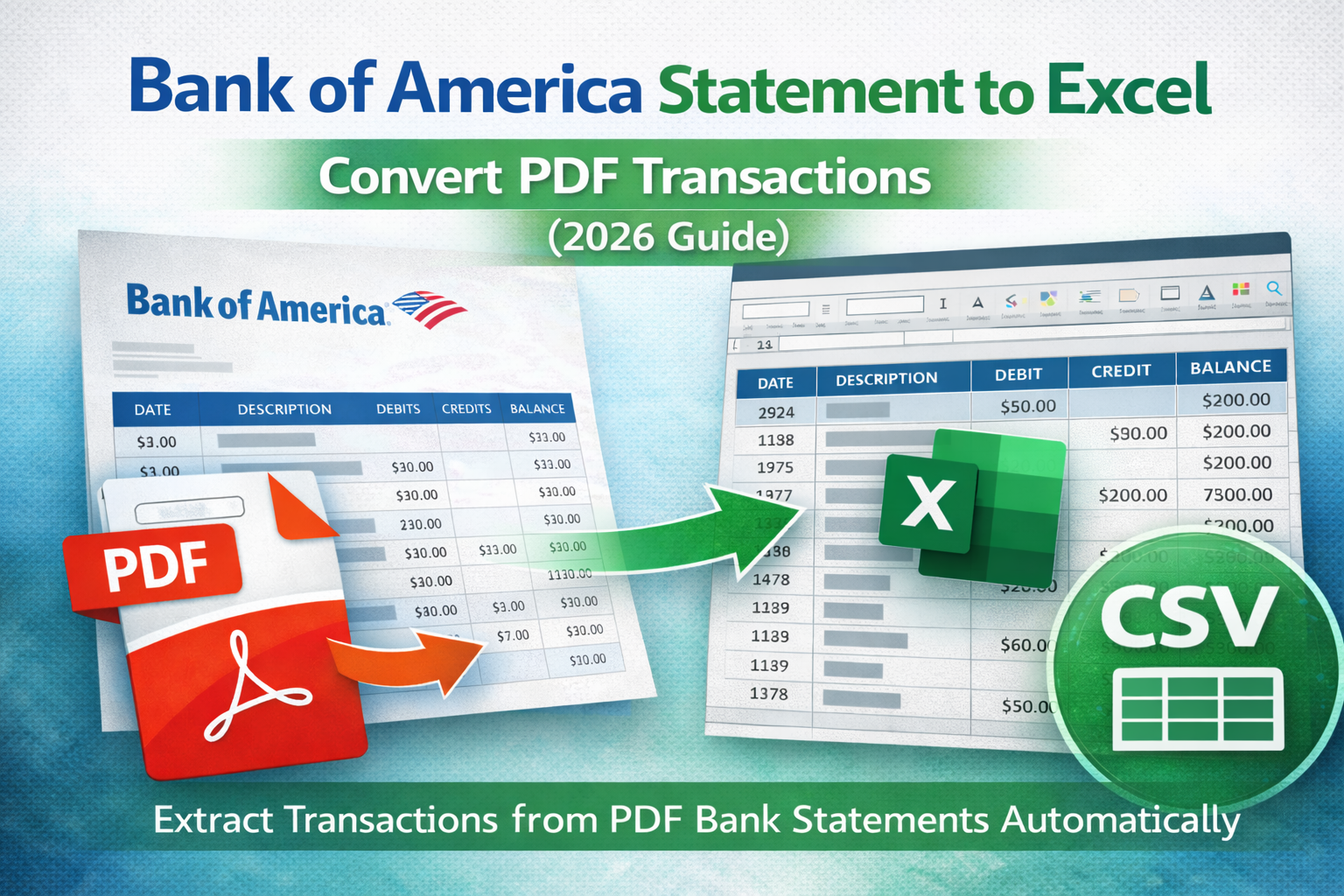 Bank of America Statement to Excel: Convert PDF Transactions (2026 Guide)
